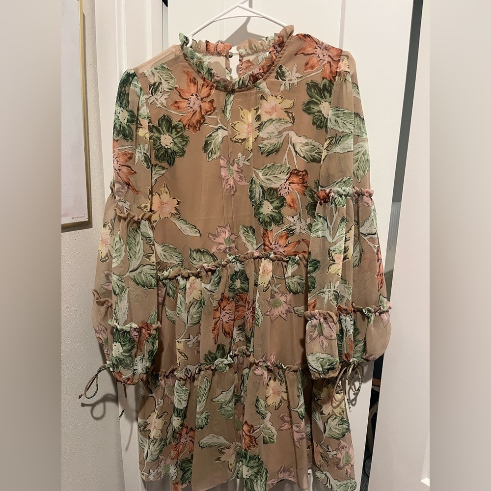 Princess Polly Floral Print Backless Long Sleeve dress